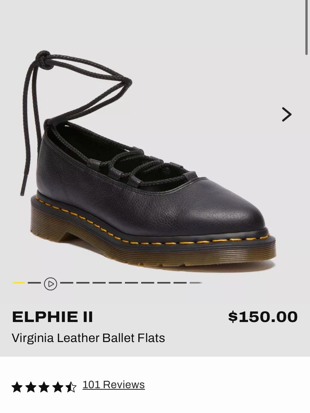 Dr. Martens Black Leather Lace-Up Ballet Flat